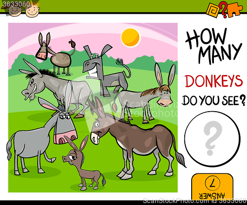 Image of counting task with donkeys cartoon