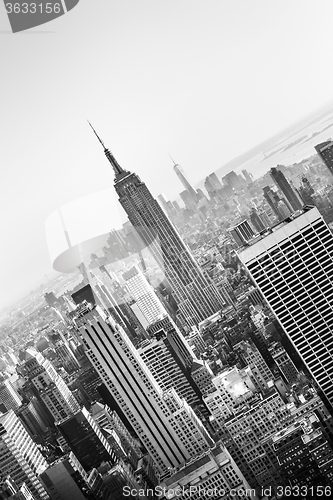 Image of New York City Manhattan skyline in sunset.