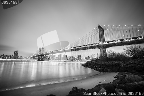 Image of Manhattan bridge at dusk, New York City.