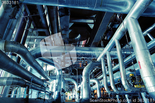 Image of Industrial zone, Steel pipelines and valves