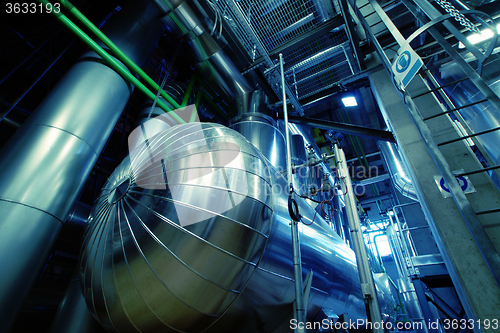 Image of Industrial zone, Steel pipelines and valves