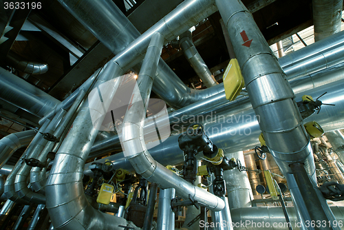 Image of Industrial zone, Steel pipelines, valves and pumps