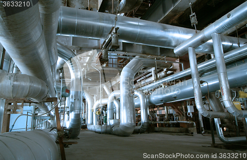 Image of Industrial zone, Steel pipelines and valves