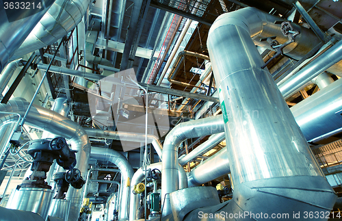 Image of Industrial zone, Steel pipelines and valves