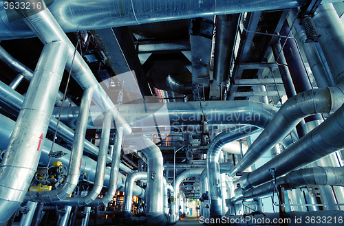 Image of Industrial zone, Steel pipelines, valves and pumps