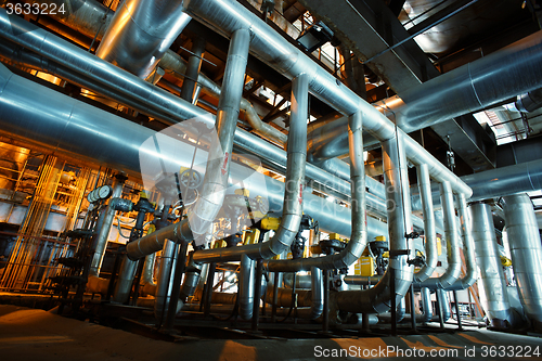 Image of Industrial zone, Steel pipelines, valves and pumps