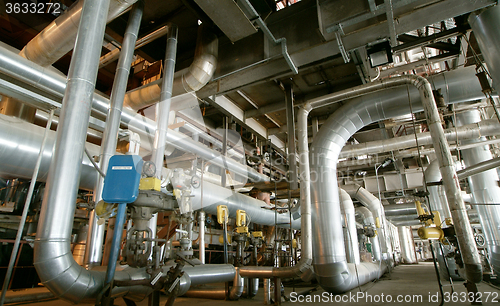 Image of Industrial zone, Steel pipelines, valves and pumps