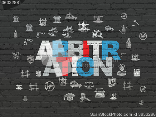 Image of Law concept: Arbitration on wall background