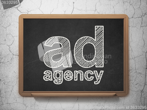 Image of Advertising concept: Ad Agency on chalkboard background