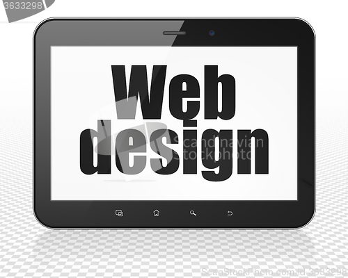 Image of Web design concept: Tablet Pc Computer with Web Design on display