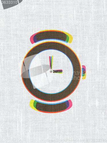 Image of Time concept: Watch on fabric texture background