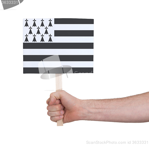 Image of Hand holding small card - Flag of Brittany