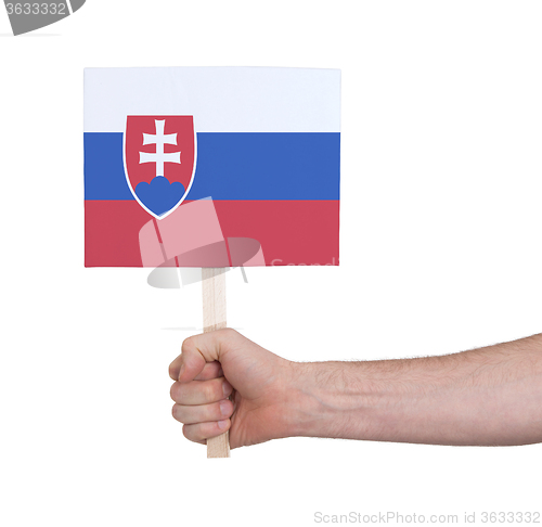 Image of Hand holding small card - Flag of Slovakia