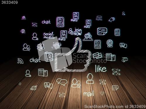 Image of Social network concept: Thumb Up in grunge dark room