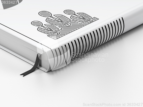 Image of News concept: closed book, Business Team on white background