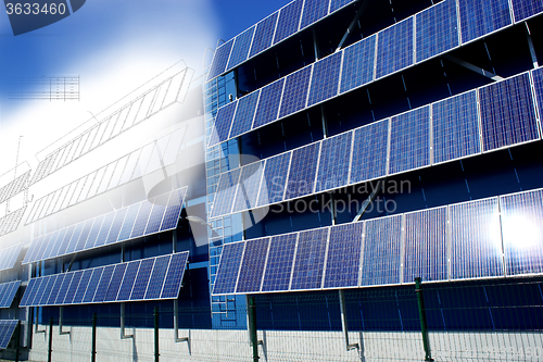 Image of solar panel drawing mixed with picture