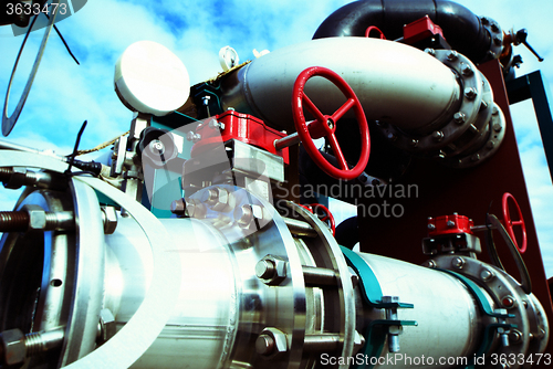 Image of Industrial zone, Steel pipelines, valves and pumps