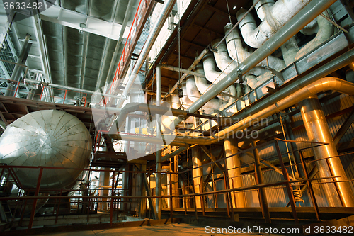 Image of Industrial zone, Steel pipelines, valves and pumps