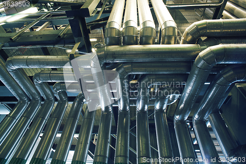 Image of Industrial zone, Steel pipelines and valves