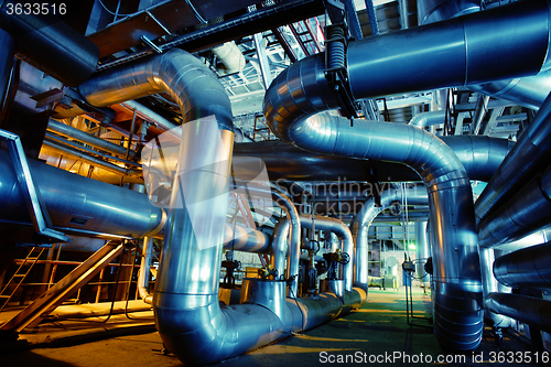 Image of Industrial zone, Steel pipelines and valves