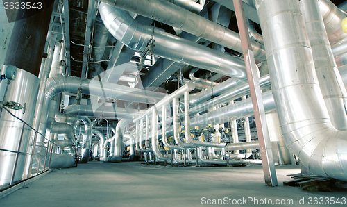 Image of Industrial zone, Steel pipelines and valves