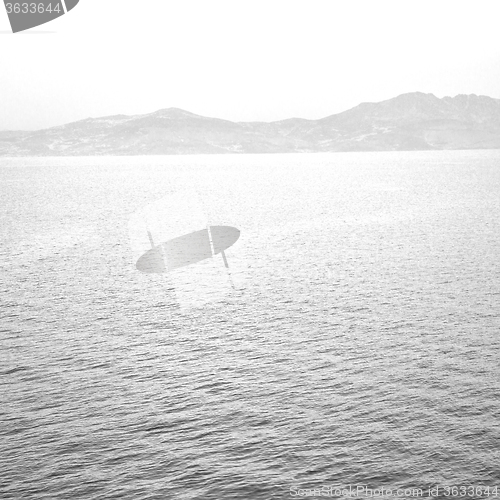 Image of greece from the boat  islands in mediterranean sea and sky