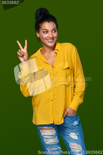 Image of Woman showing two fingers