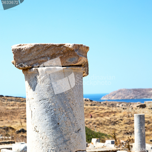 Image of archeology  in delos greece the historycal acropolis and old rui