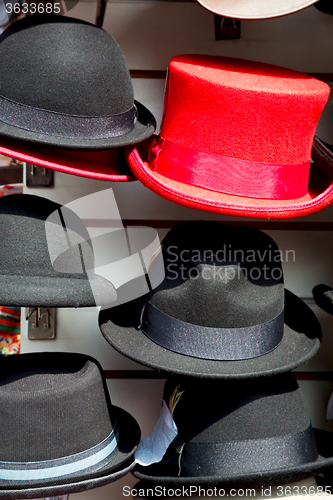 Image of in london old red hat   fashion shop