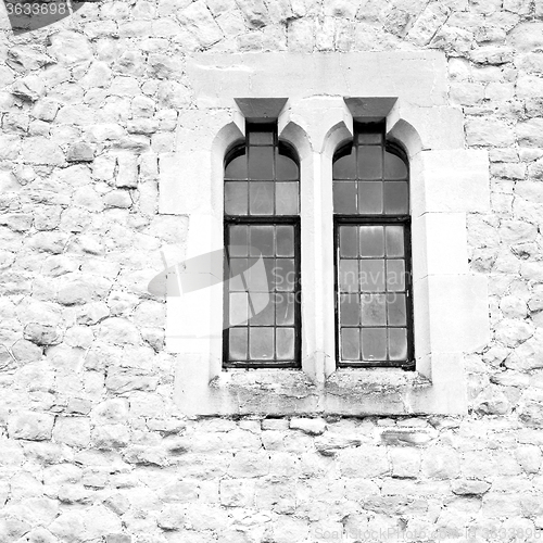 Image of old windon in england london brick and glass the wall 