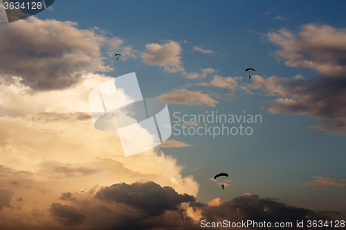 Image of unidentified skydivers, parachutist