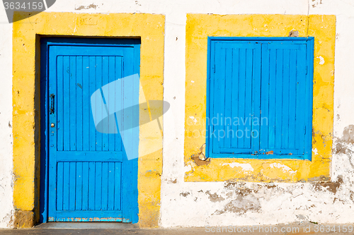 Image of old door in morocco africa ancien and   blue yellow