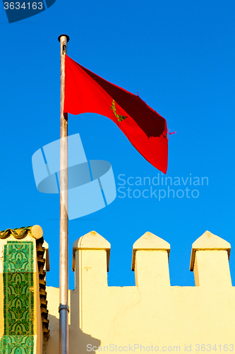 Image of tunisia  waving flag in the  battlements  wave