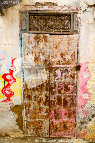 Image of old door in morocco  ancien   wall   brown