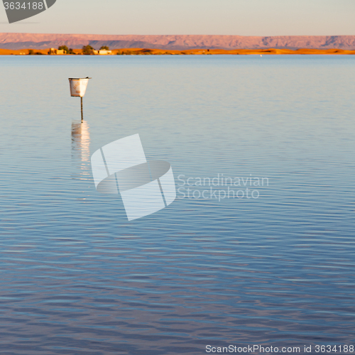 Image of sunshine in the lake yellow  desert of morocco sand and     dune