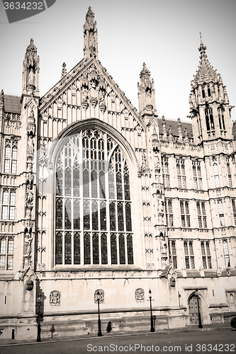 Image of old in london  historical    parliament glass  window    structu