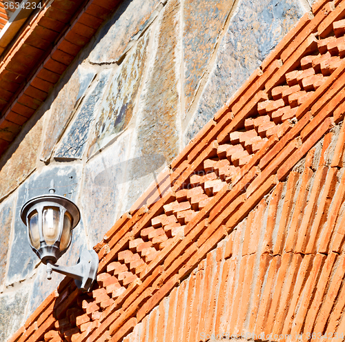 Image of red tile in morocco africa texture street  lamp