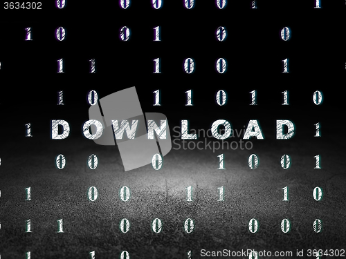 Image of Web design concept: Download in grunge dark room
