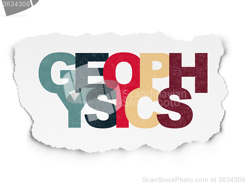 Image of Science concept: Geophysics on Torn Paper background