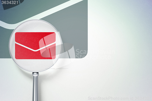 Image of Business concept:  Email with optical glass on digital background