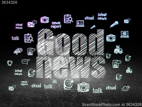 Image of News concept: Good News in grunge dark room
