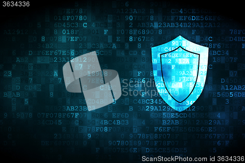 Image of Security concept: Shield on digital background