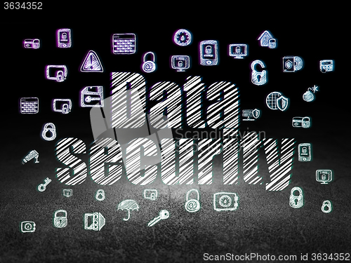 Image of Security concept: Data Security in grunge dark room