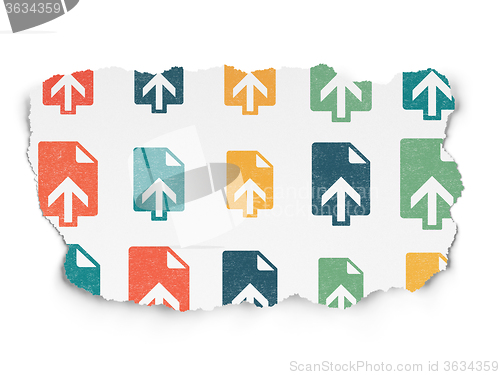 Image of Web development concept: Upload icons on Torn Paper background