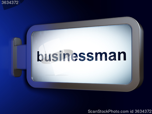 Image of Finance concept: Businessman on billboard background
