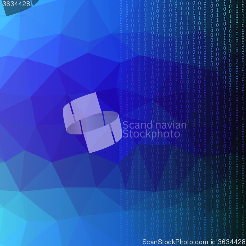 Image of Binary Code Blue Polygonal Background