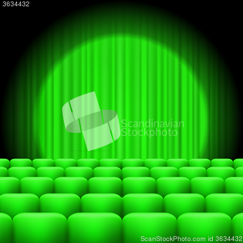 Image of Green Curtains with Spotlight and Seats