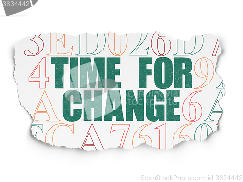 Image of Timeline concept: Time for Change on Torn Paper background