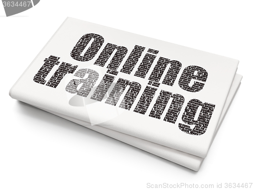Image of Education concept: Online Training on Blank Newspaper background