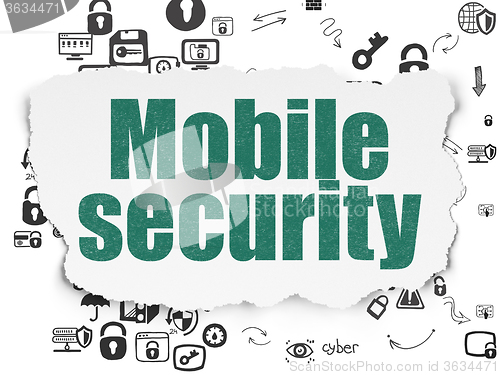 Image of Security concept: Mobile Security on Torn Paper background